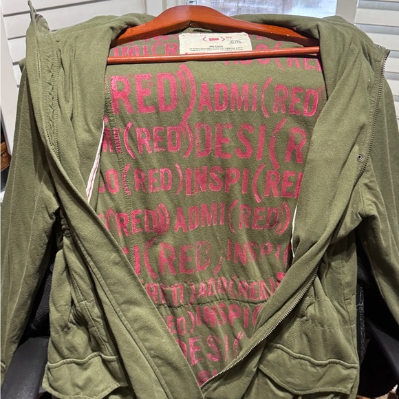 🪖 Edgy Vintage GAP Red Inspired Green Military Jacket - Ladies XL 🪖 - Picture 5 of 14